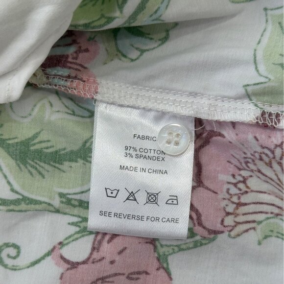 Shirtails Kitty Tunic Button-Up Top Women Size M Floral Tiger White Pink Cotton - Picture 8 of 9